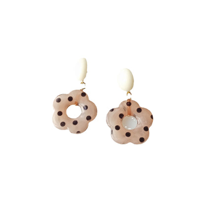 Classic Polka Floral Resin Dangle Earrings