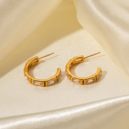 Vintage Zircon Hoop Earrings