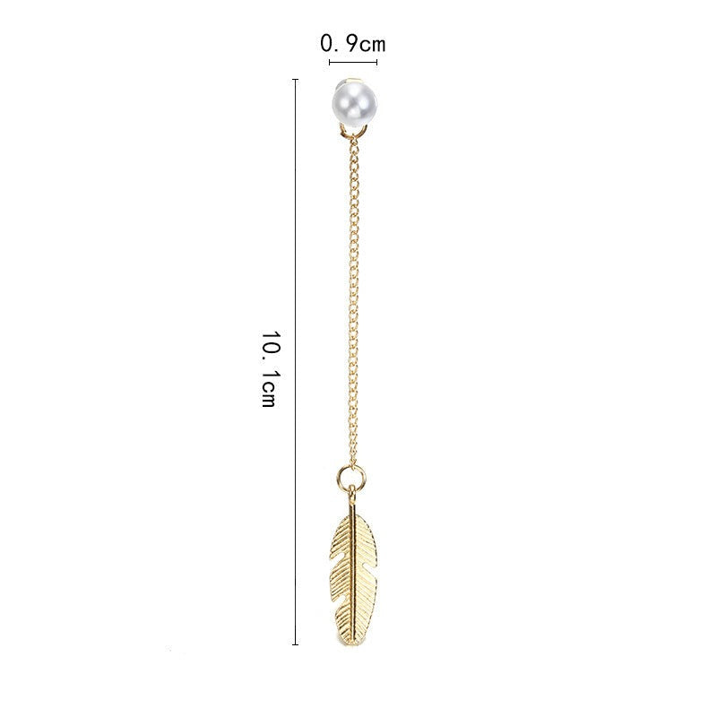 Feather Long Chain Dangle Earrings