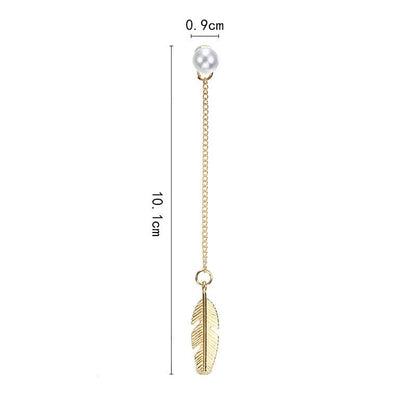 Feather Long Chain Dangle Earrings