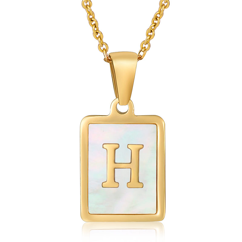 Vintage Initial Shell Pendant Necklace