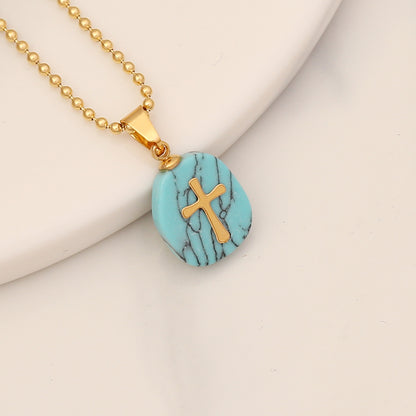 Gemstone Cross Pendant Necklace