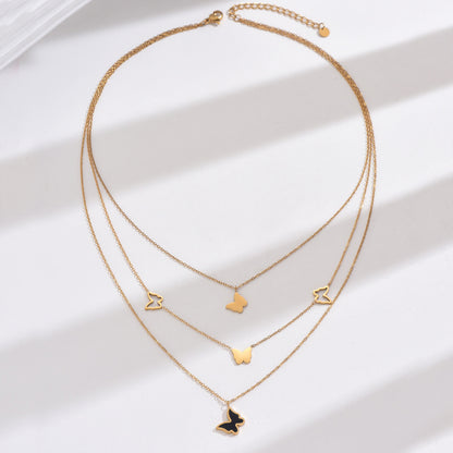 Modern 14K Gold Simple Layered Necklaces