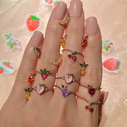 Minimalist Tropical Fruit Crystal Rings