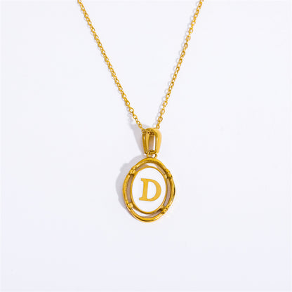 Vintage Initial Oval Pendant Necklace