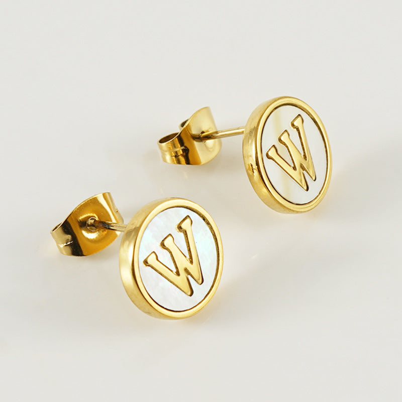 Custom Shell Letter Stud Earrings