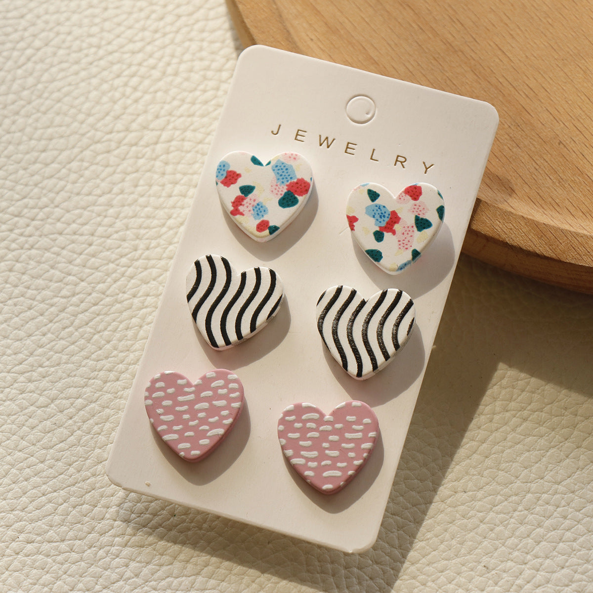 Candy Acrylic Heart Stud Earrings Set