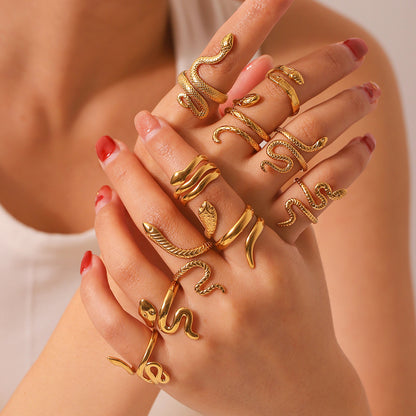 Golden Snake Open Rings