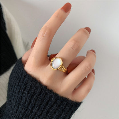 Bella Shell Statement Band Rings