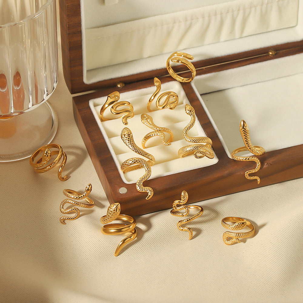 Golden Snake Open Rings