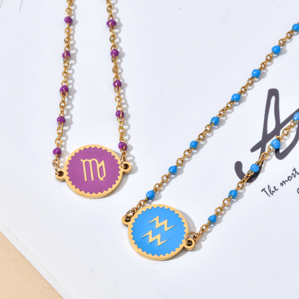 Zodiac Sign Enamel Chain Bracelet