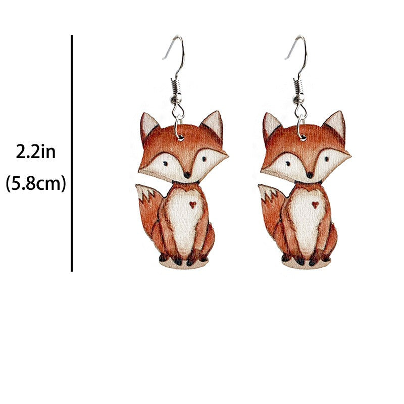 Cute Handmade Wooden Animal Earrings