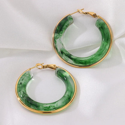 Earthy Resin Smoke Hoop Earrings