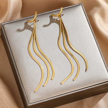 Aria Golden Chain Drop Earrings