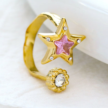 90s Star Crystal Open Rings