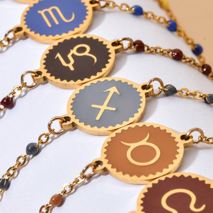 Zodiac Sign Enamel Chain Bracelet