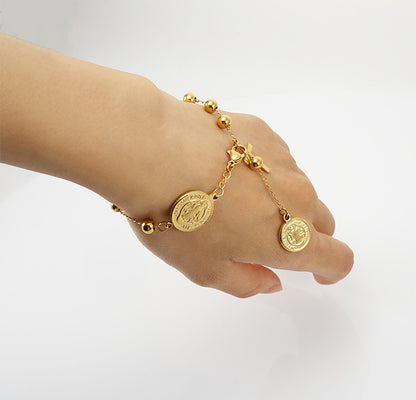 Cross Coin Golden Link Bracelet