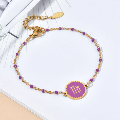 Zodiac Sign Enamel Chain Bracelet