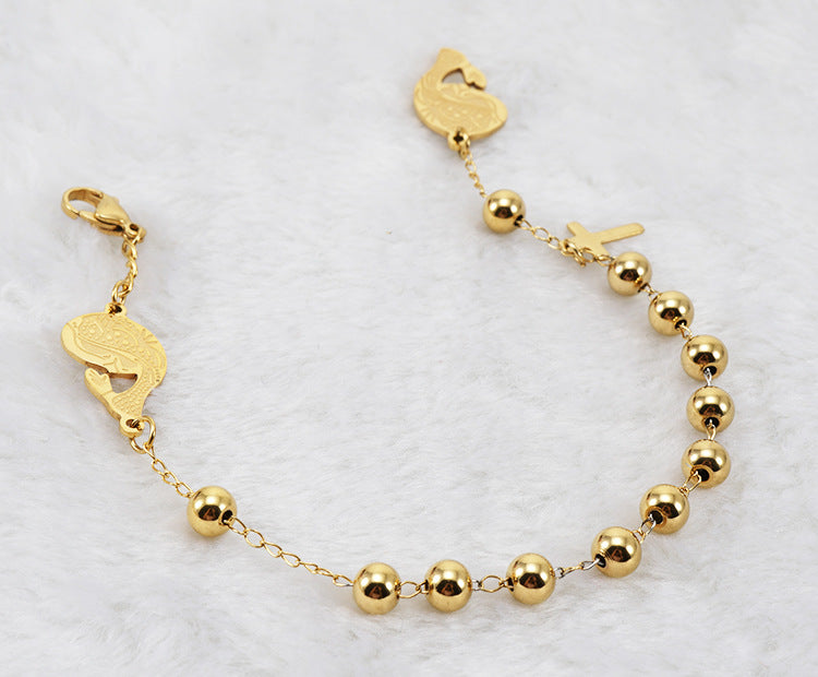 Cross Coin Golden Link Bracelet