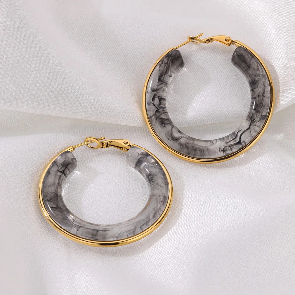 Earthy Resin Smoke Hoop Earrings