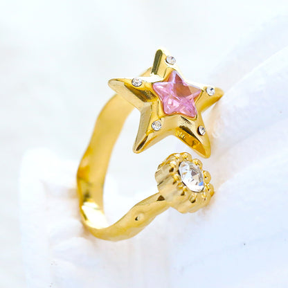 90s Star Crystal Open Rings