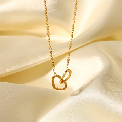 Minimalist Double Heart Chain Necklace