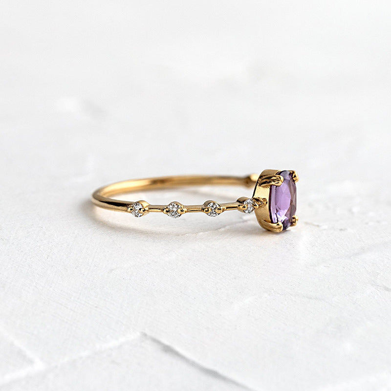 Minimalist Lavender Solitaire Ring