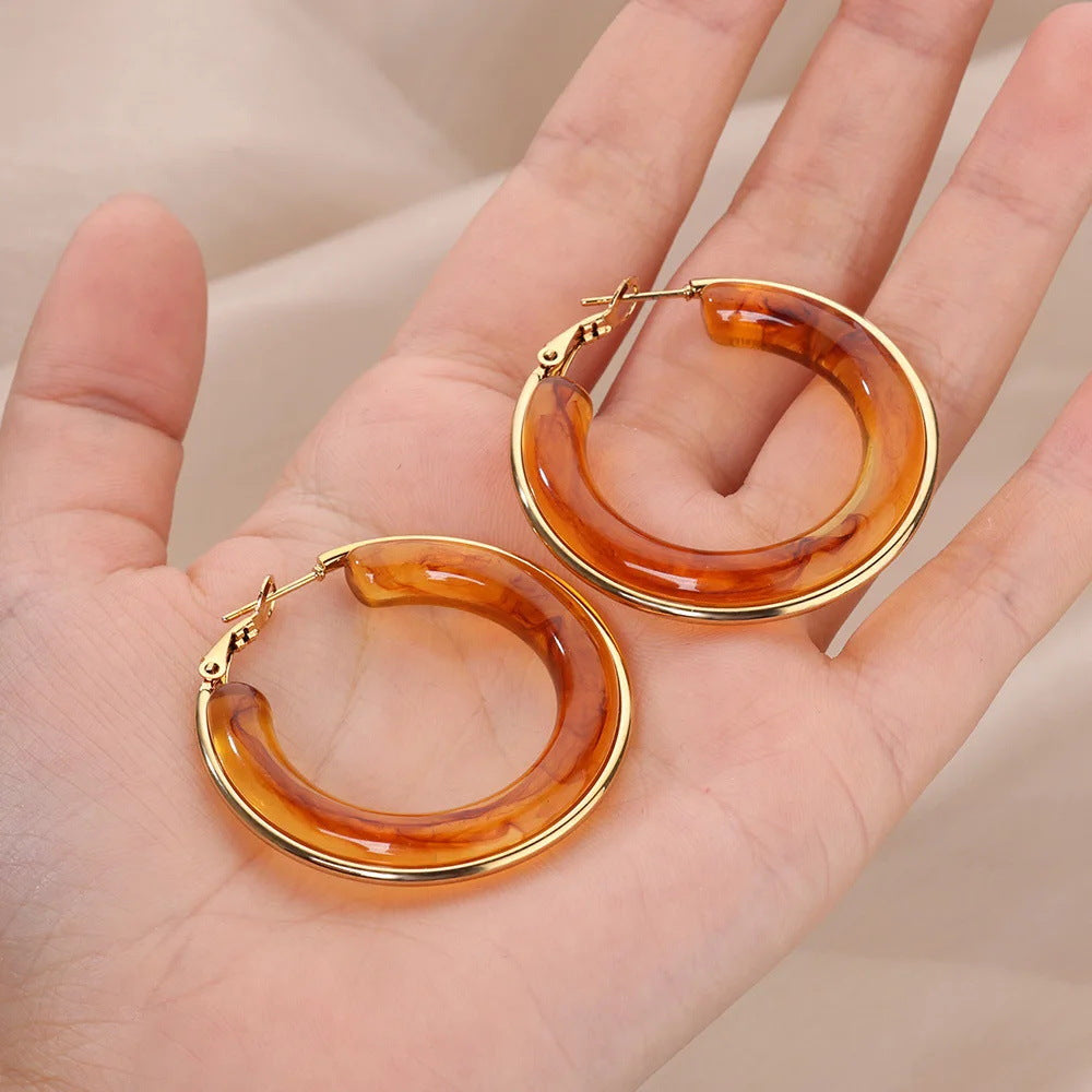 Earthy Resin Smoke Hoop Earrings