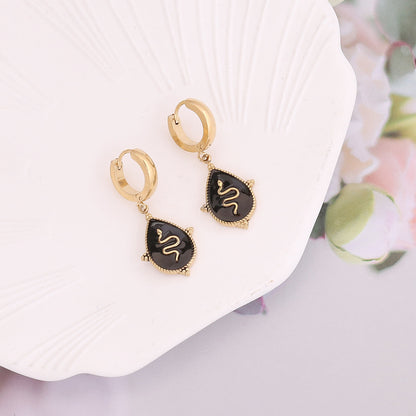 Vintage Snake Charm Hoop Earrings