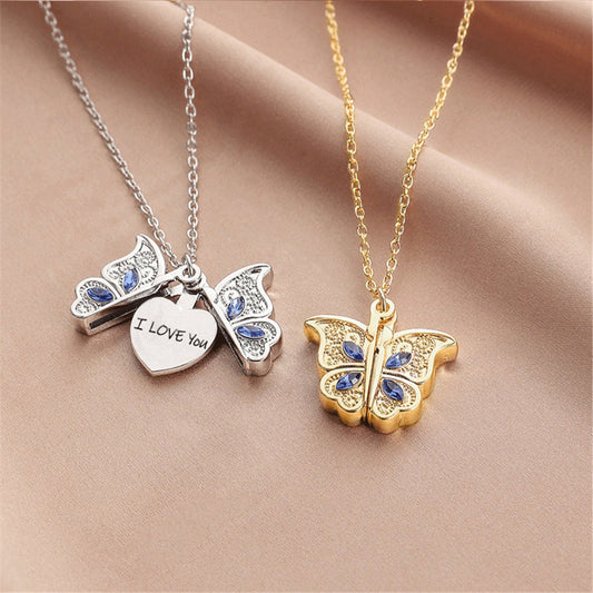 Sky Butterfly Cute Locket Necklace