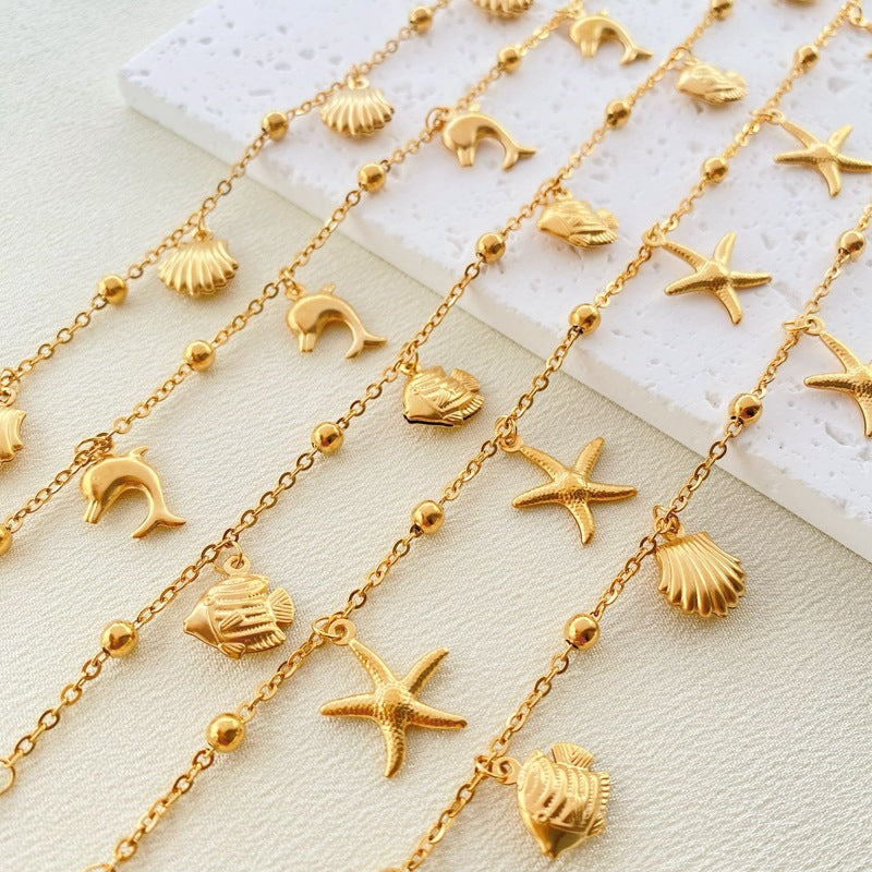 Beachy Golden Charm Anklet