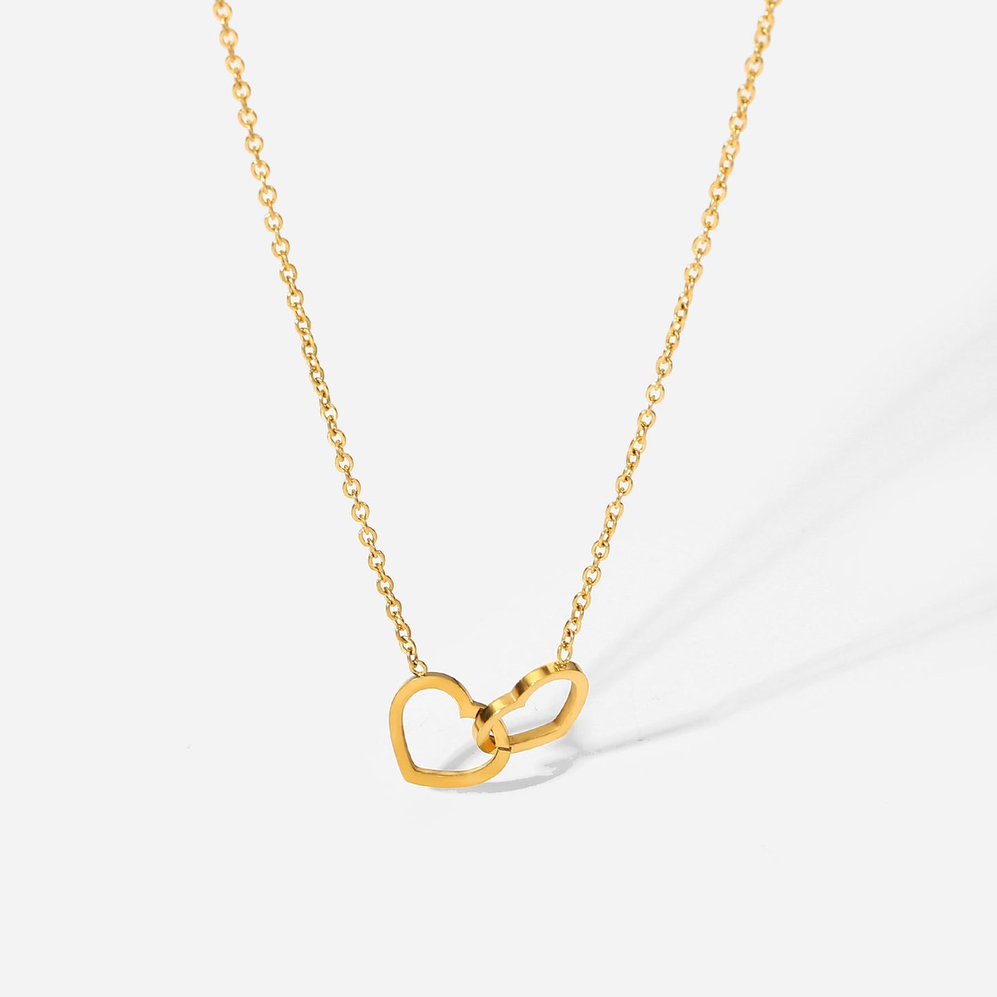 Minimalist Double Heart Chain Necklace