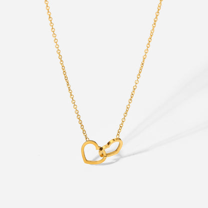 Minimalist Double Heart Chain Necklace