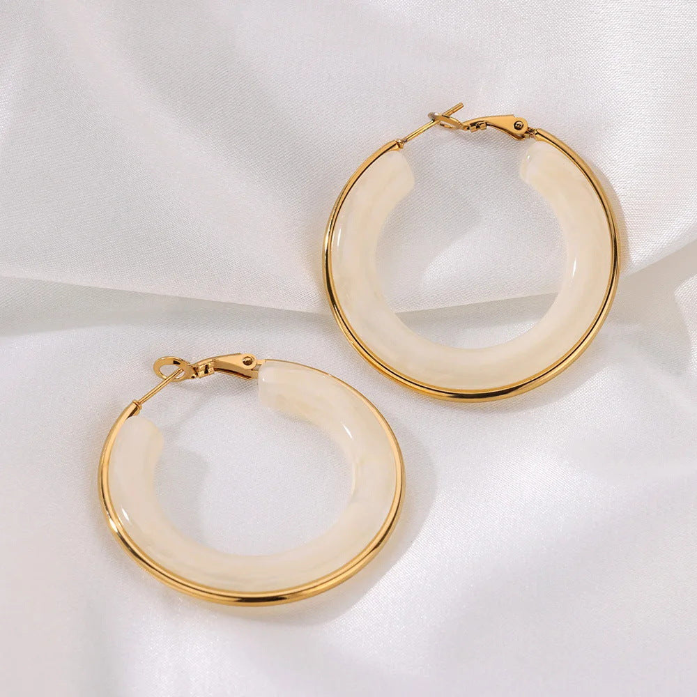 Earthy Resin Smoke Hoop Earrings