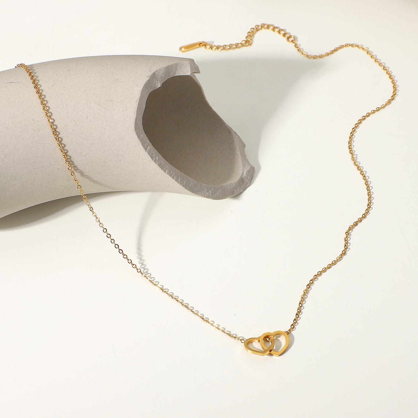 Minimalist Double Heart Chain Necklace