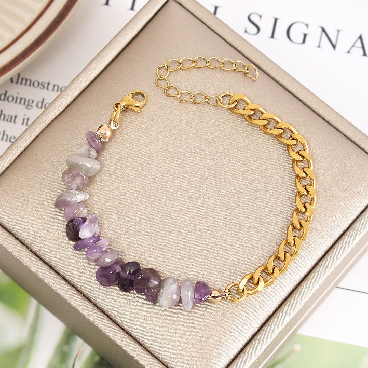 Natural Gemstone Chain Bracelet