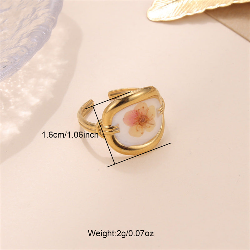 Pressed Flowers Resin Open Rings