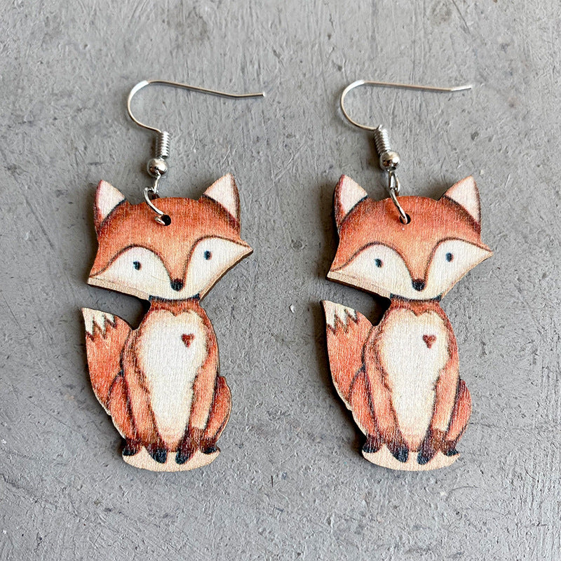 Cute Handmade Wooden Animal Earrings