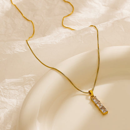 Vintage Crystal Bar Pendant Necklace