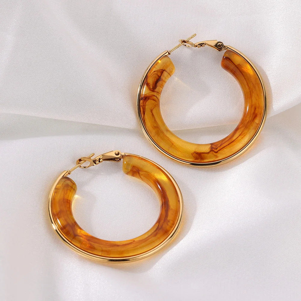 Earthy Resin Smoke Hoop Earrings