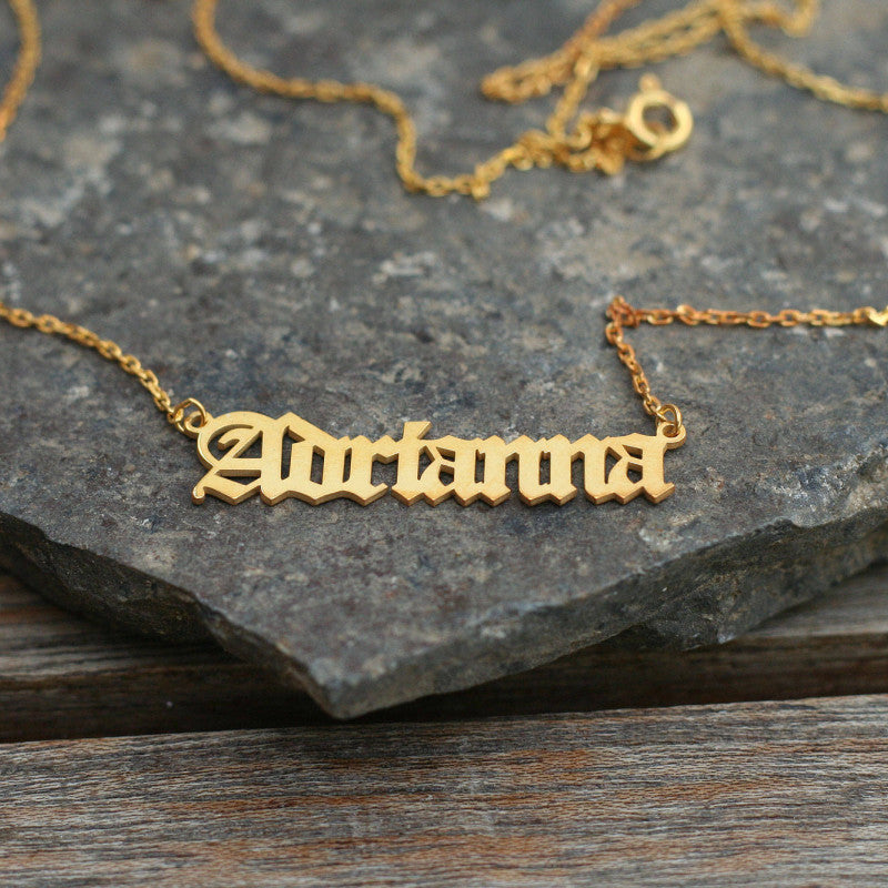 Custom Old English Name Necklace