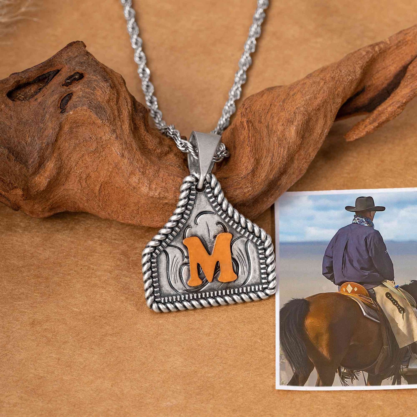 Custom Engraved Cow Tag Necklace with Initial