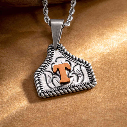 Custom Engraved Cow Tag Necklace with Initial