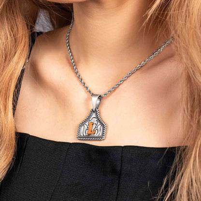 Custom Engraved Cow Tag Necklace with Initial