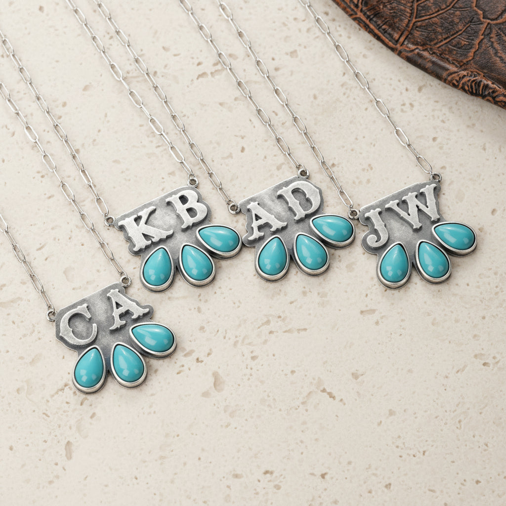 Custom Turquoise Necklace with Initials