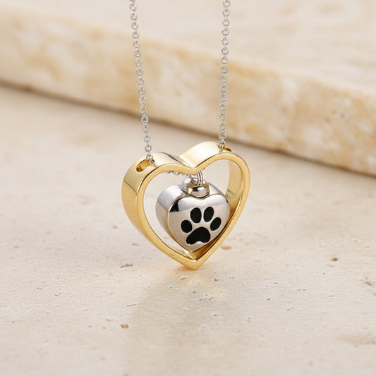 Engraved Pet Heart Birthstone Urn Necklace