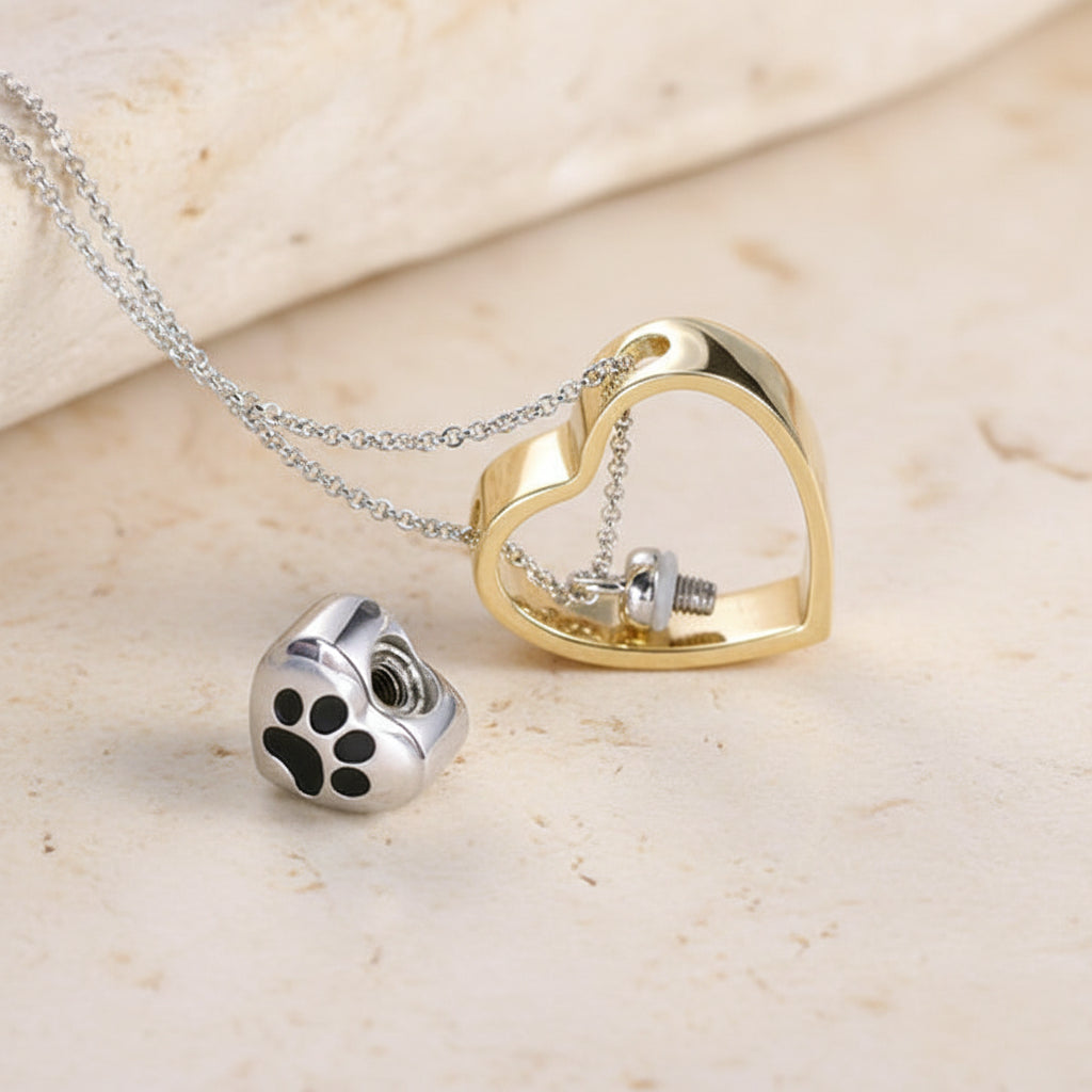 Engraved Pet Heart Birthstone Urn Necklace