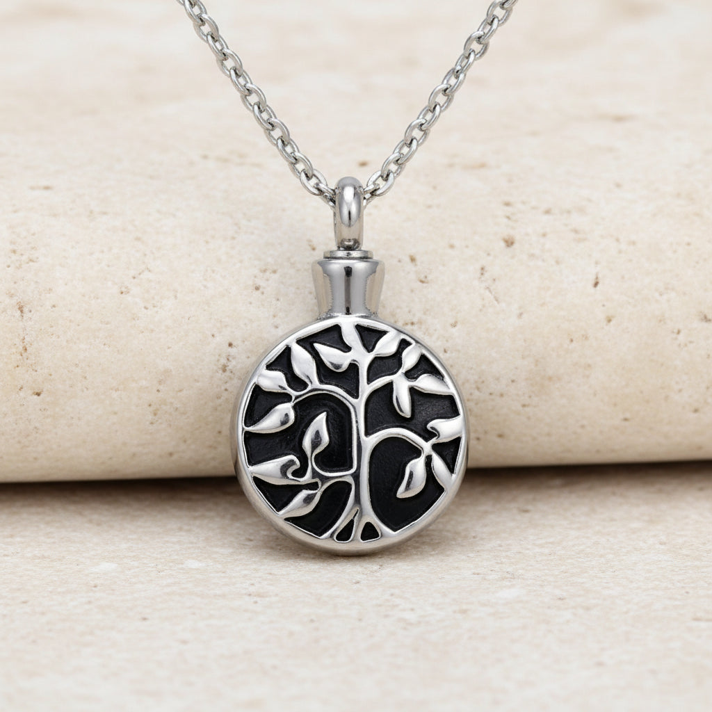 Engraved Tree of Life Urn Necklace