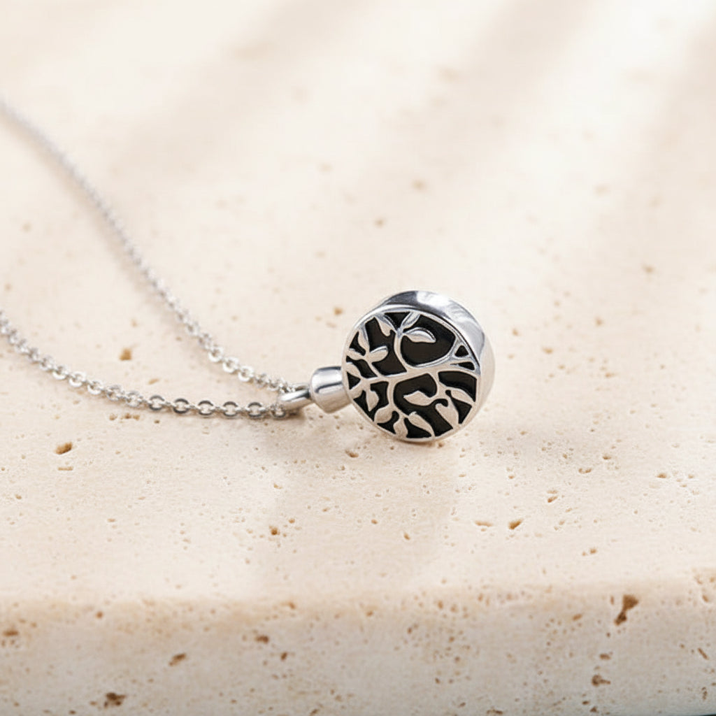 Engraved Tree of Life Urn Necklace