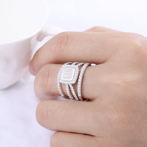 Custom Engraved Stacked Monogram Ring Set